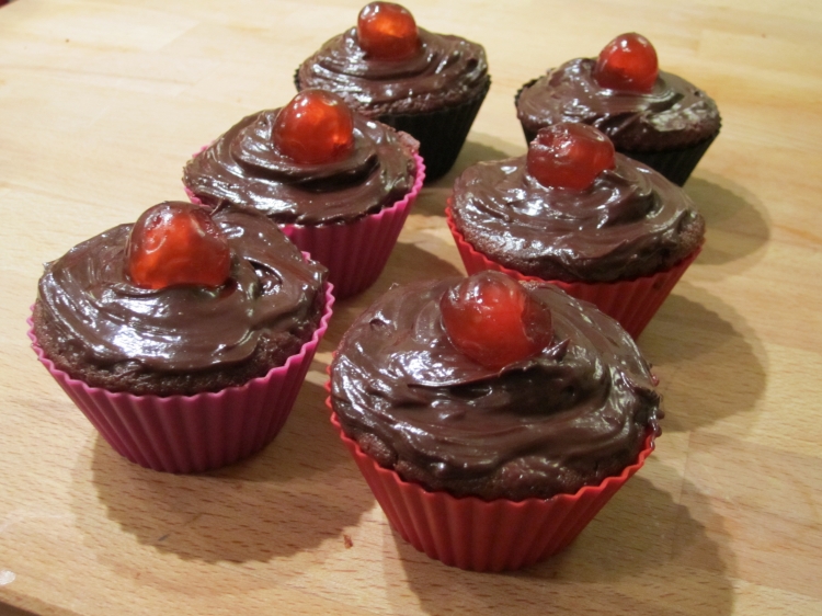 Nigella's Chocolate Cherry Cupcakes Chocolate cupcakes made with raspberry jam