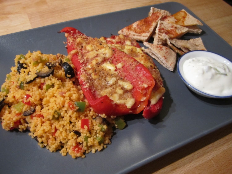 CousCous Cous Cous with Stuffed Peppers and Pitta Bread Crisps
