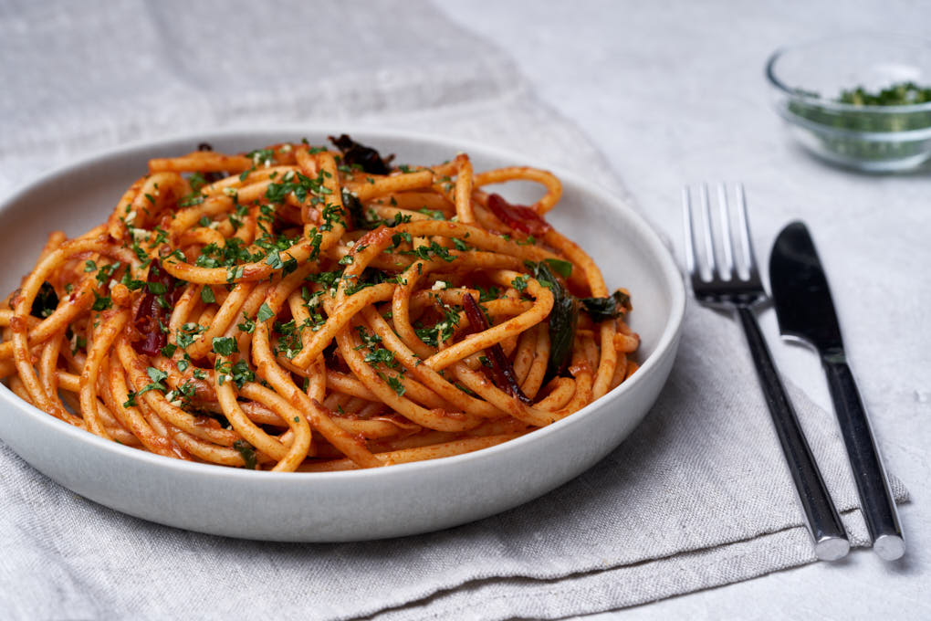 A Frittata made from Alison Roman's Caramelised Shallot Pasta recipe