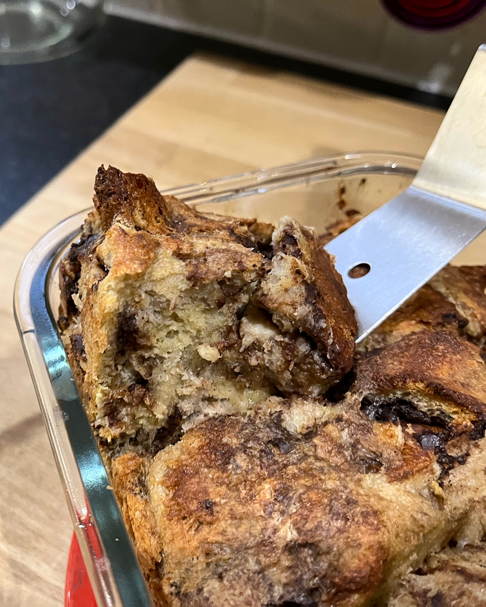 Bread maker chocolate chip sourdough pudding
