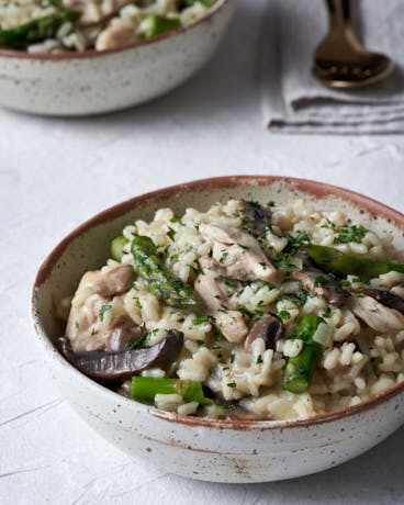 Chicken, Mushroom and Asparagus Risotto recipe | HotCooking