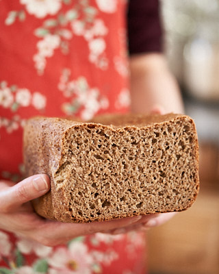 Panasonic bread maker 100% rye loaf with adjusted ingredients