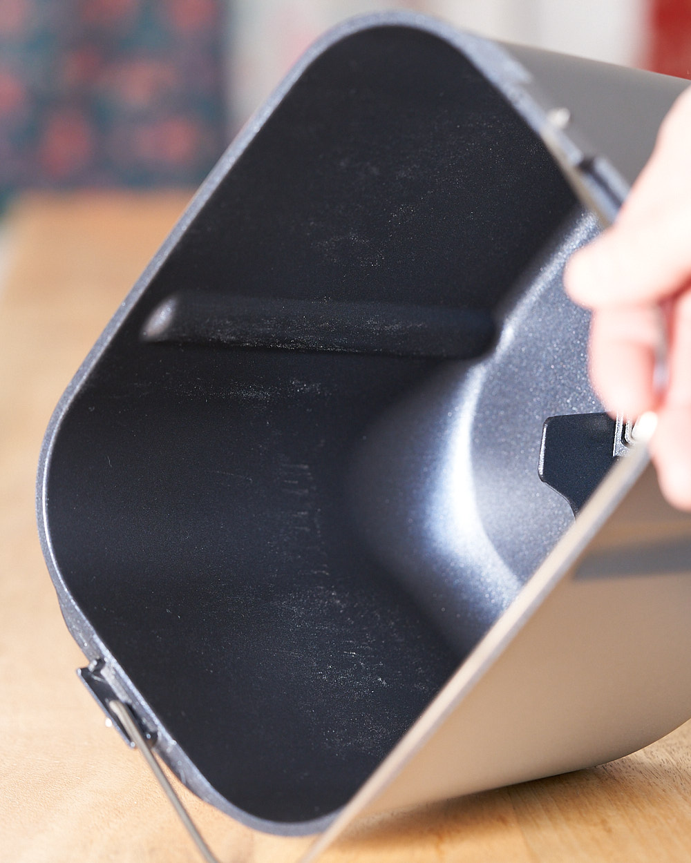 Panasonic YR2540 bread pan showing scuffs and clouding