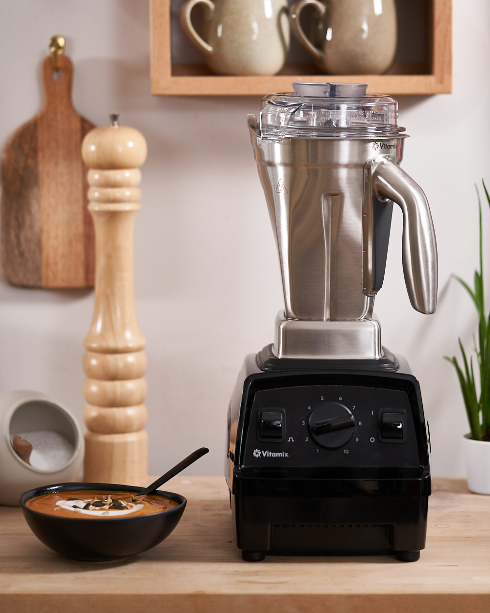 Vitamix stainless steel container on a Vitamix E310