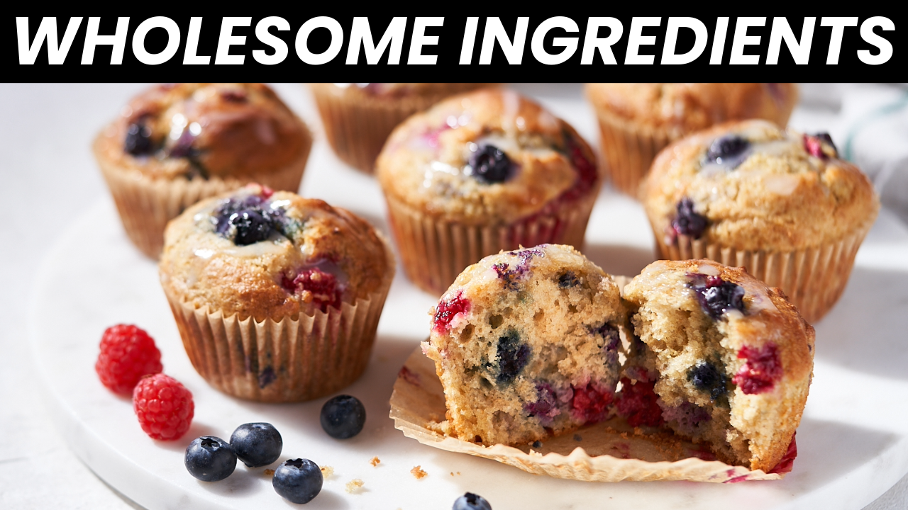 Wholemeal Berry Yoghurt Muffins (High Fibre, Low Sugar)